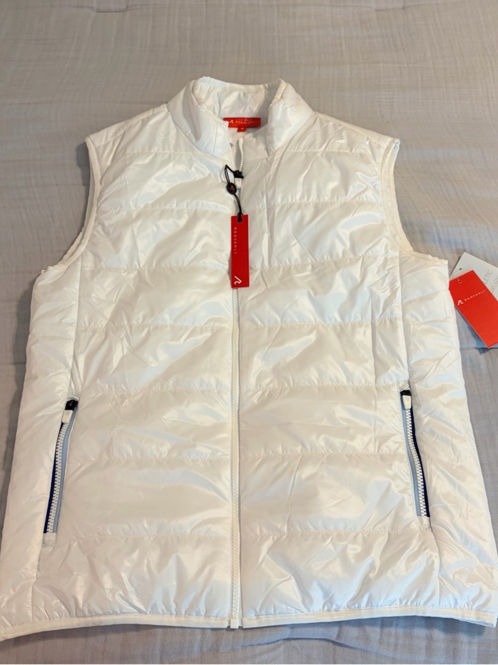 Redvanly Men's White Quilted Packable Puffer Vest White NEW